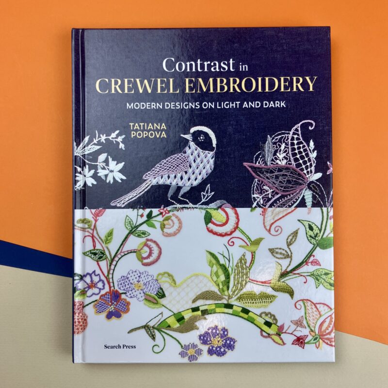 Contrast in crewel embroidery: modern designs on Light and Dark